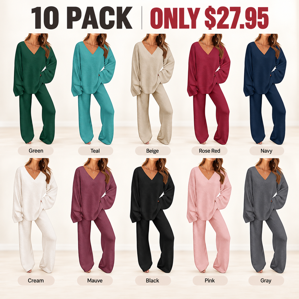 Women's 2-Piece Fleece Matching Set,2 Piece Sets Women