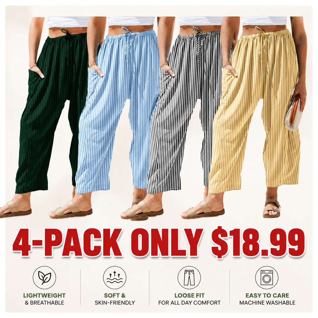 Womens Wide Leg Gingham Striped Plaid Pants