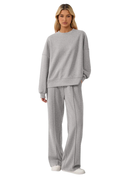 Women's Cozy Round Neck Top & Wide Leg Trousers Two Piece Outfits