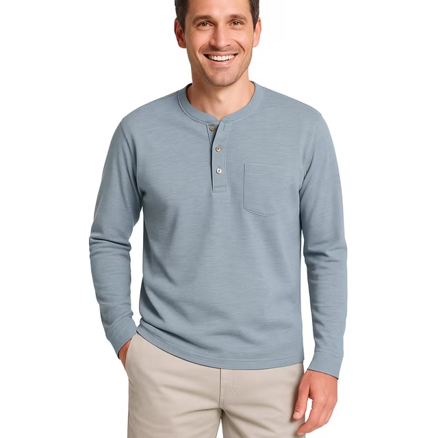 💫Clearance Sale🔥Men's Fashion Vintage Distressed Pocket Long Sleeve Henley Shirt