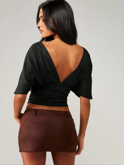 Women's Slimming Backless Bodycon T-Shirt - All Seasons Fashion