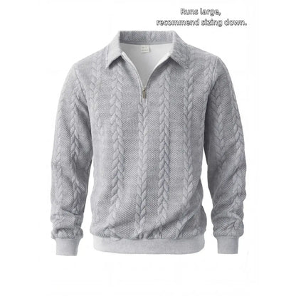 Men's Spring Outfits Knitted Polo Neck Long Sleeve Fitted Knitwear Sweatshirt