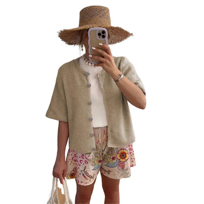 UANEO Women's Lightweight Knit Cardigan - Short Sleeve