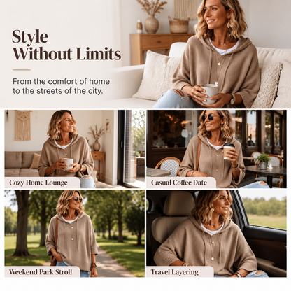 🏆 Bestseller – now half price! Knitted hoodie with drawstring for women