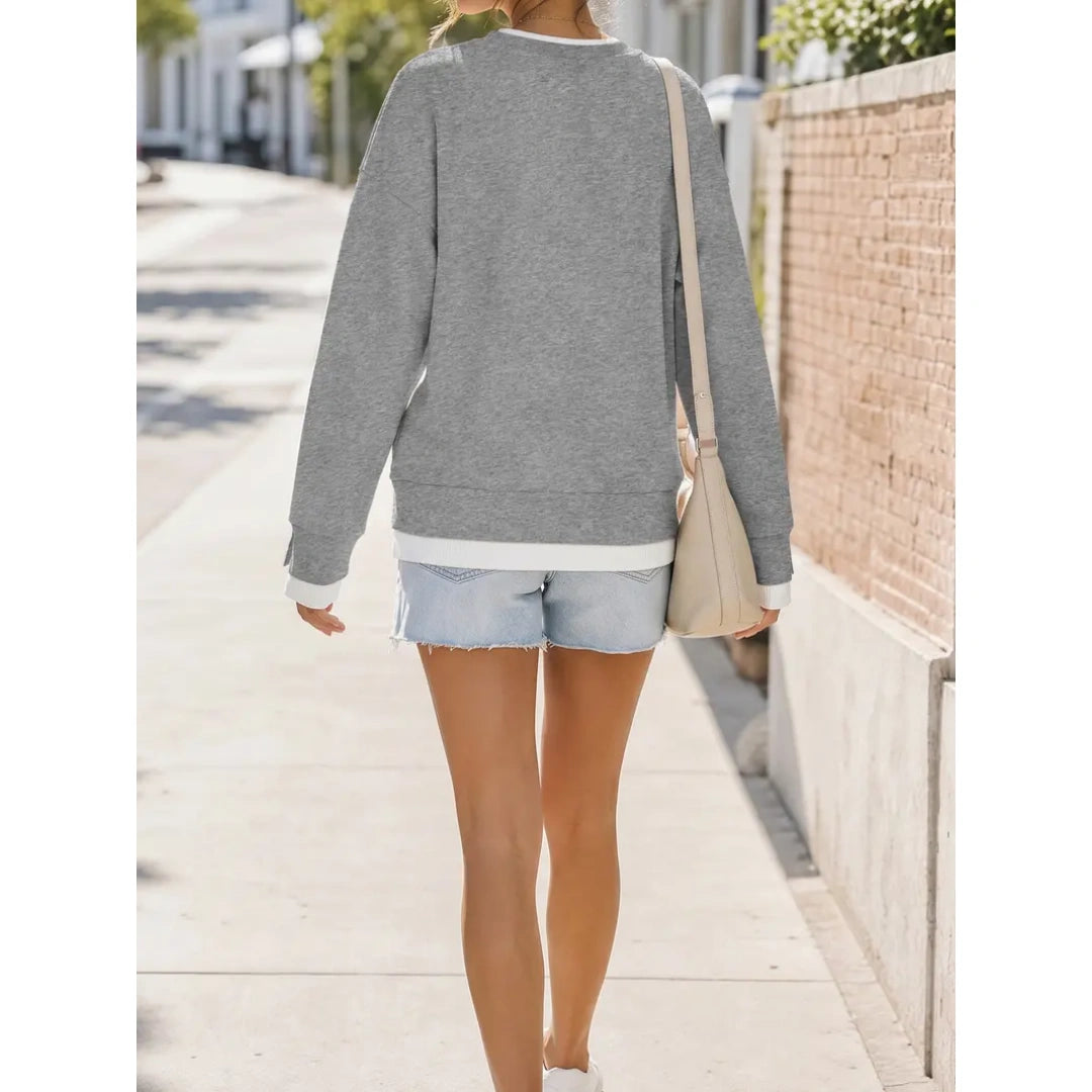 Women's Two-Piece Layered Crew Neck Sweatshirt
