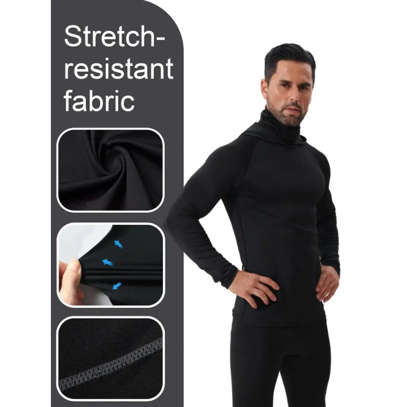 9pcs Set Men's Masked Hooded Compression Tops