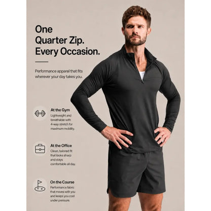 Fitted Performance Quarter Zip | Breathable Lightweight All-Day Athletic Pullover
