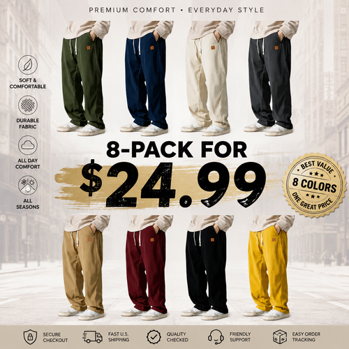 ⚡Men's Corduroy Straight-Leg Sweatpants Autumn New Arrival Loose Fit Wide-Leg Casual Pants⚡