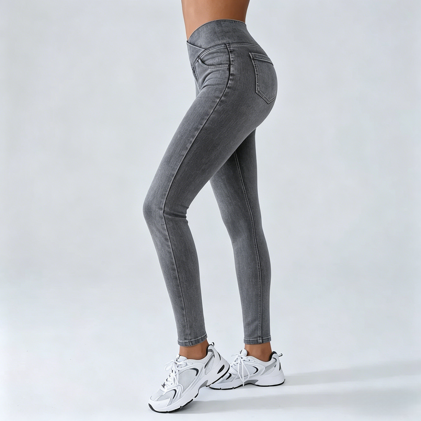 Women's Crossover High-Waisted Stretch Jeans