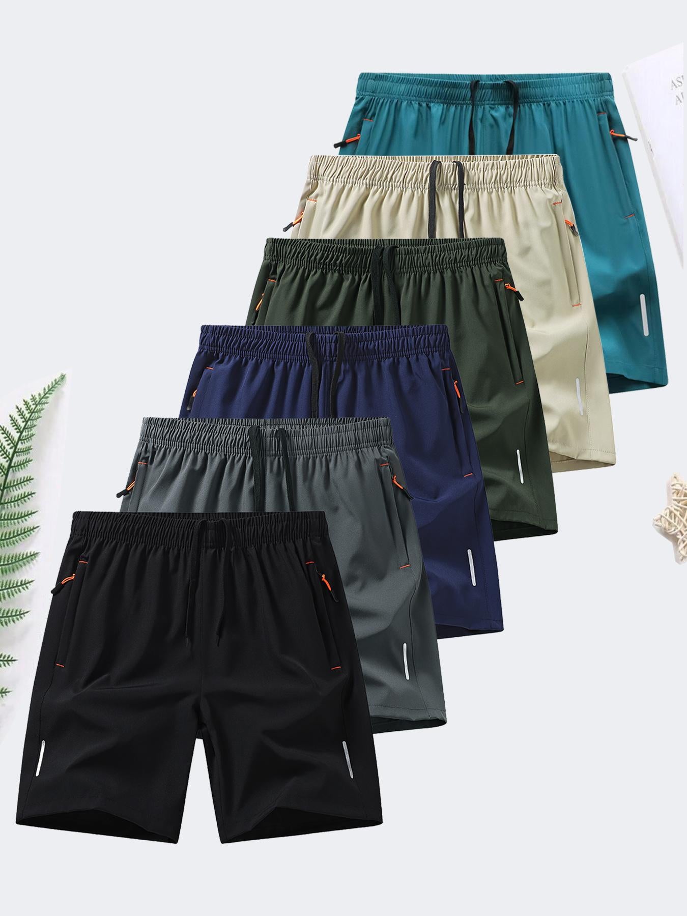 🔥Flash Sale Men's Zipper Pocket Shorts, Summer Ice Silk Beach Shorts