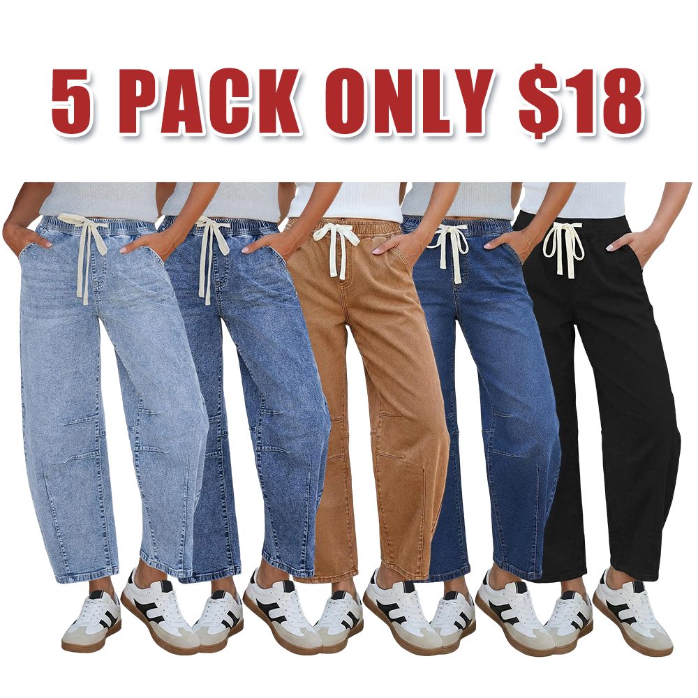 Barrel Jeans for Women High Waisted Cropped Wide Leg Stretch Denim Pants