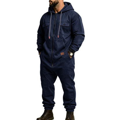 Men's Hooded Cargo Utility Jumpsuit