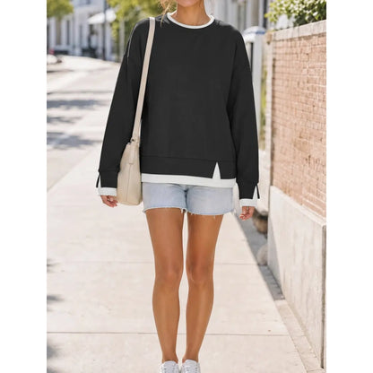 Women's Two-Piece Layered Crew Neck Sweatshirt