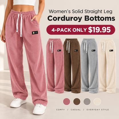 [LAST DAY SALE]Women's Solid Straight Leg Corduroy Bottoms-100% Cotton