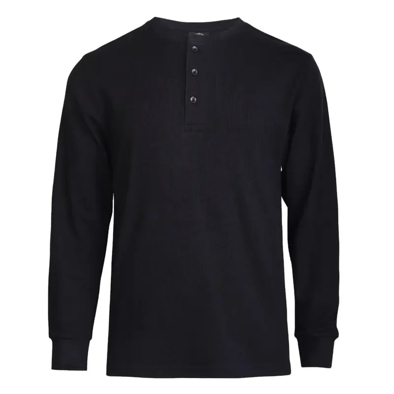 Men's Cotton Knit Henley Long Sleeve Shirt