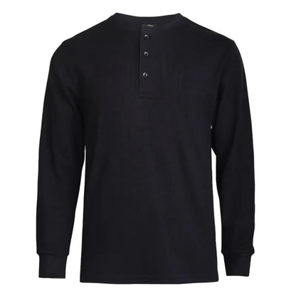 Men's Cotton Knit Henley Long Sleeve Shirt