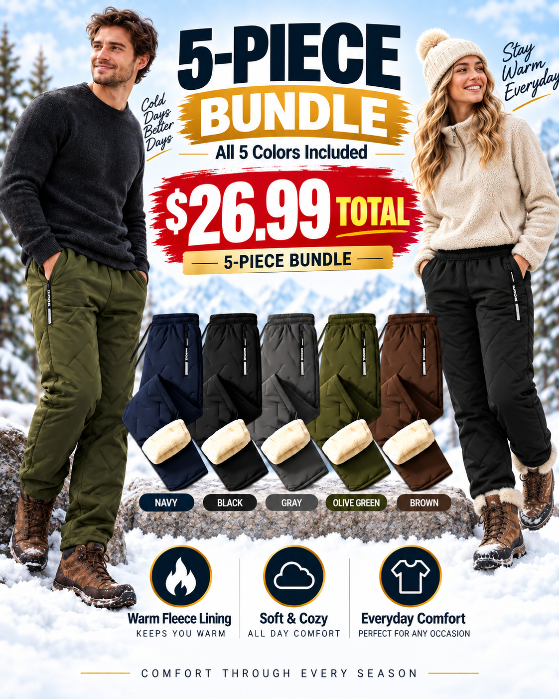 Fleece Thermal-Pants Unisex-Buy 2 Get Free Shipping Today!