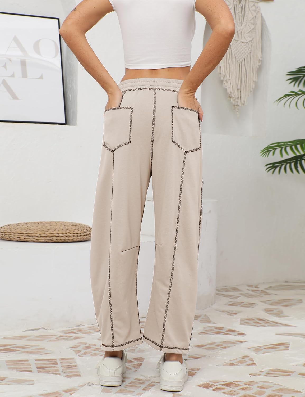 ⚡ Limited Stock – Grab Yours Now! 👇Women's Barrel Sweatpants - Baggy Wide Leg with Pockets & Drawstring