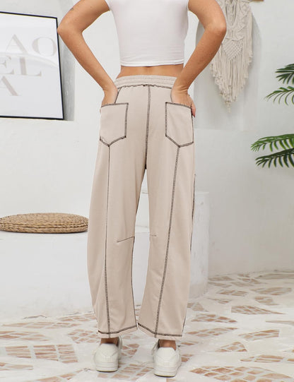 ⚡ Limited Stock – Grab Yours Now! 👇Women's Barrel Sweatpants - Baggy Wide Leg with Pockets & Drawstring