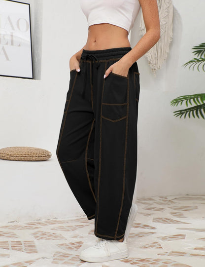 ⚡ Limited Stock – Grab Yours Now! 👇Women's Barrel Sweatpants - Baggy Wide Leg with Pockets & Drawstring