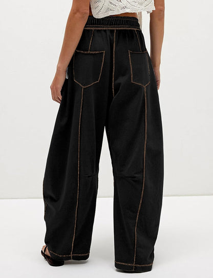 ⚡ Limited Stock – Grab Yours Now! 👇Women's Barrel Sweatpants - Baggy Wide Leg with Pockets & Drawstring