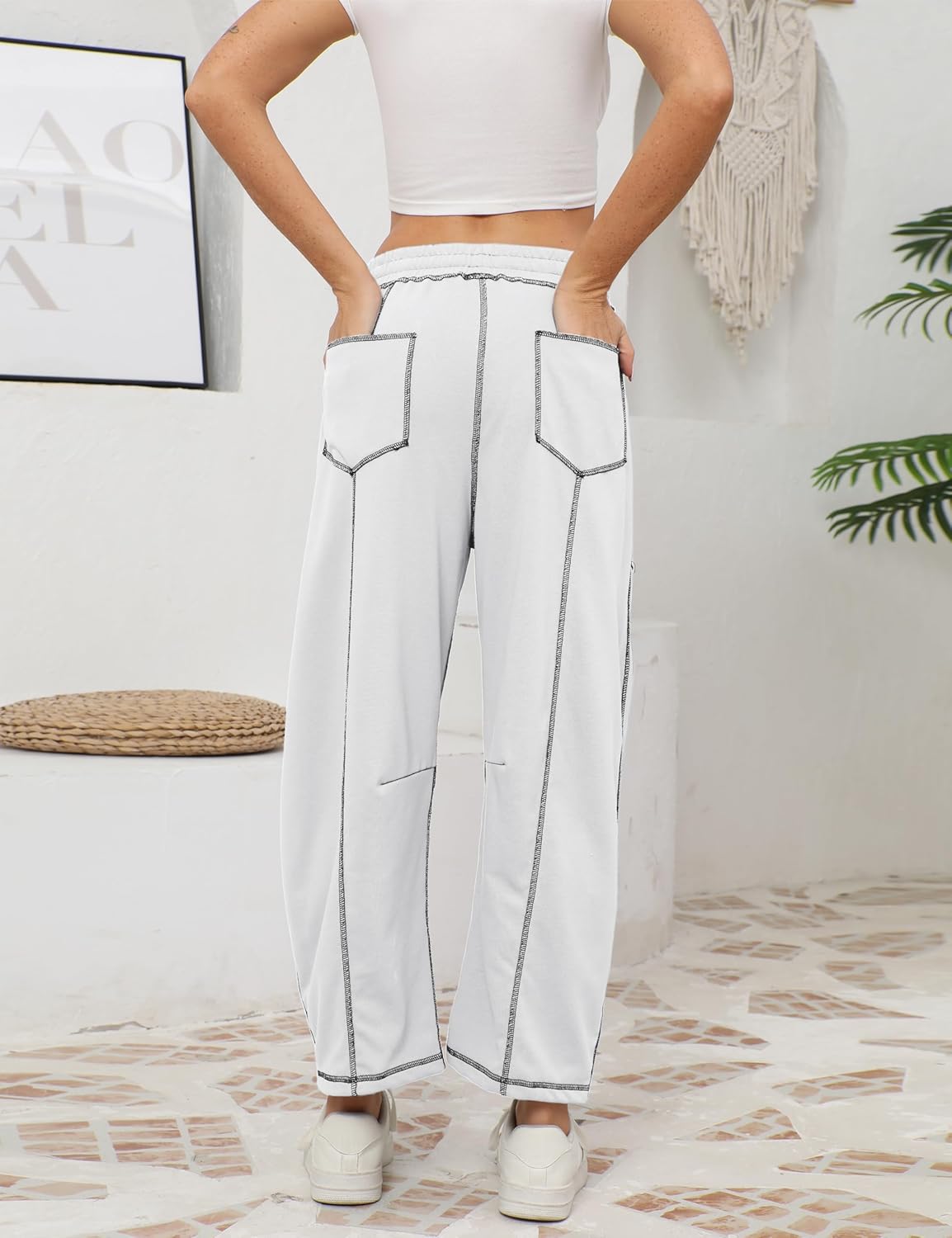 ⚡ Limited Stock – Grab Yours Now! 👇Women's Barrel Sweatpants - Baggy Wide Leg with Pockets & Drawstring