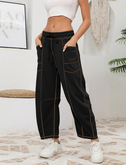 ⚡ Limited Stock – Grab Yours Now! 👇Women's Barrel Sweatpants - Baggy Wide Leg with Pockets & Drawstring