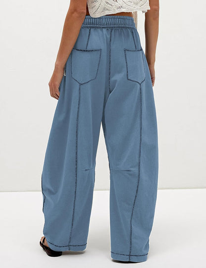 ⚡ Limited Stock – Grab Yours Now! 👇Women's Barrel Sweatpants - Baggy Wide Leg with Pockets & Drawstring