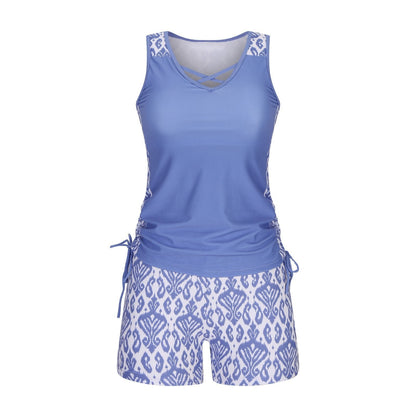 ⏰LAST DAY 90% OFF - Women's 2-Piece Tummy Control Tankini Set with Built-In Bra – Flattering Boho Swimwear with Shorts