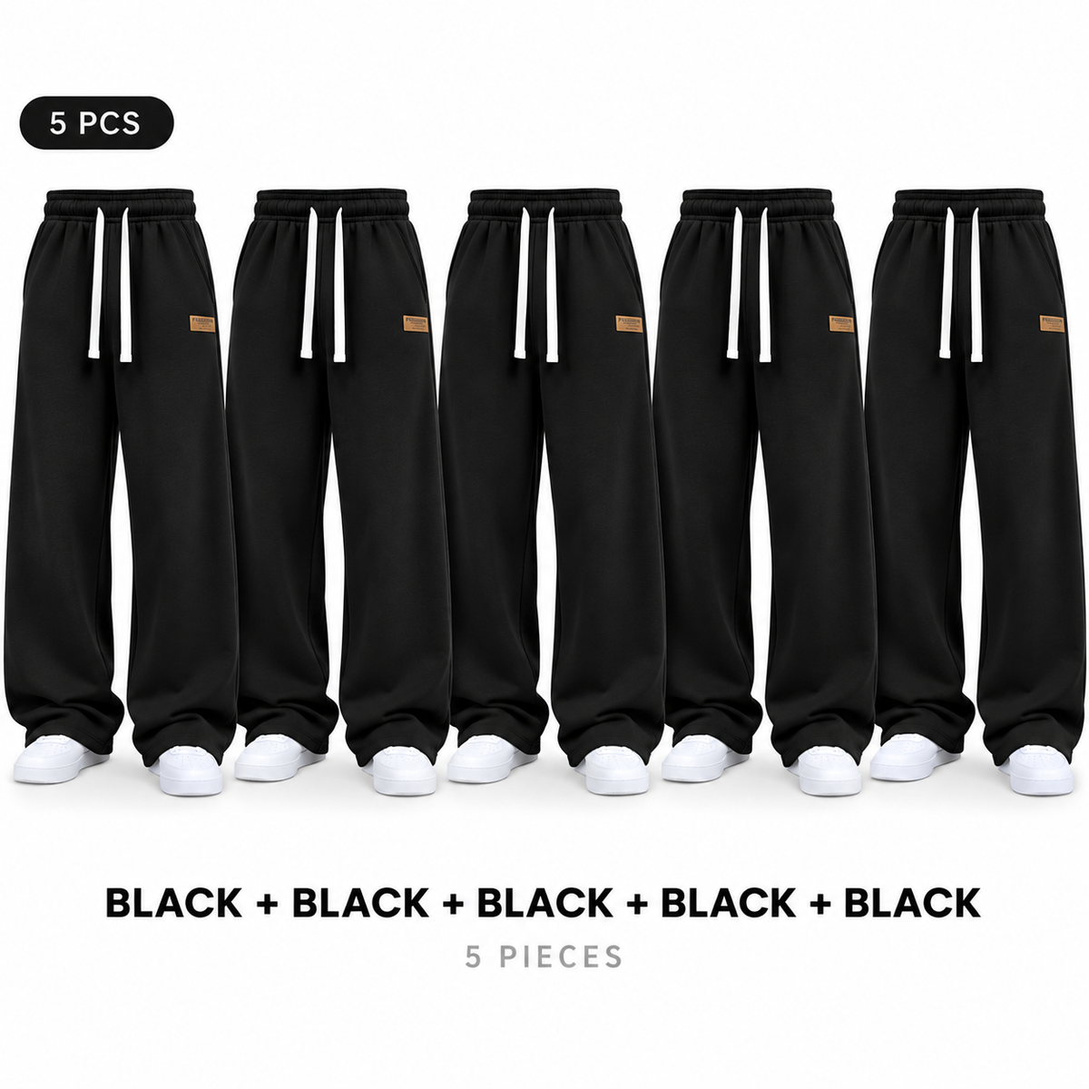 Unisex Solid-Color Drawstring Knit Joggers