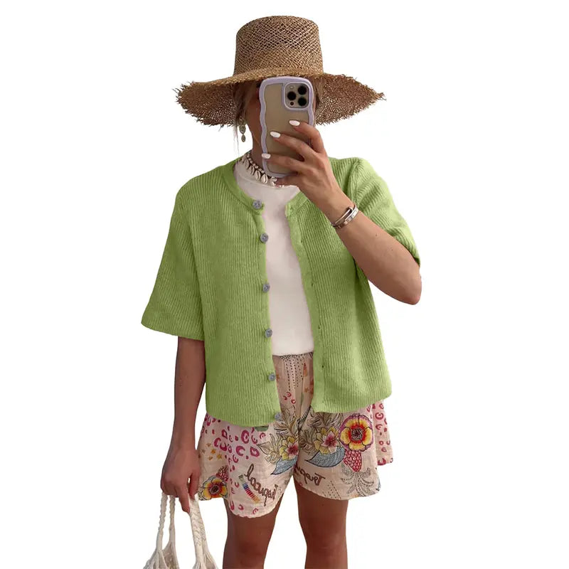 UANEO Women's Lightweight Knit Cardigan - Short Sleeve