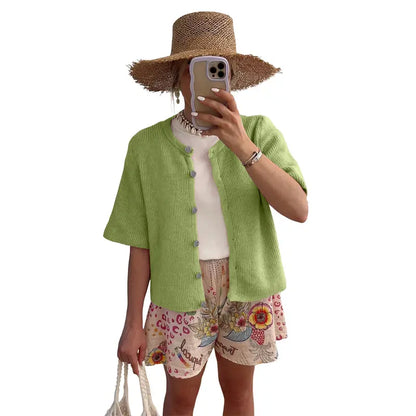 UANEO Women's Lightweight Knit Cardigan - Short Sleeve