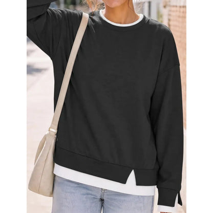 Women's Two-Piece Layered Crew Neck Sweatshirt
