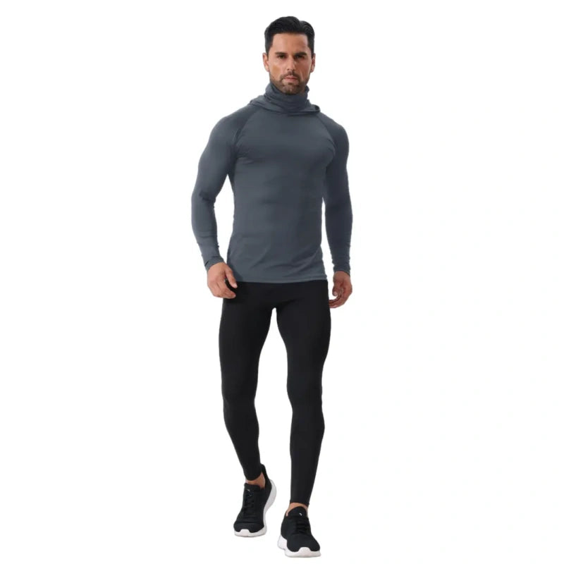 9pcs Set Men's Masked Hooded Compression Tops