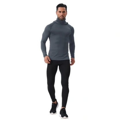 9pcs Set Men's Masked Hooded Compression Tops