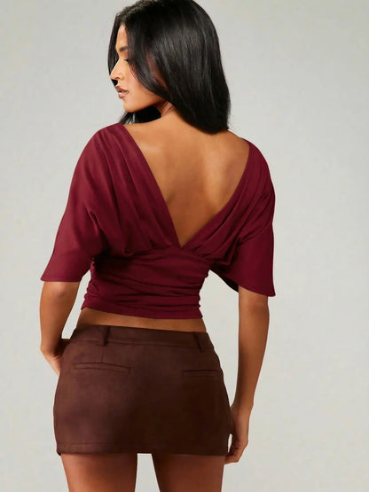 Women's Slimming Backless Bodycon T-Shirt - All Seasons Fashion