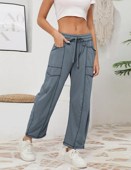 ⚡ Limited Stock – Grab Yours Now! 👇Women's Barrel Sweatpants - Baggy Wide Leg with Pockets & Drawstring
