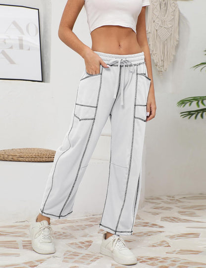 ⚡ Limited Stock – Grab Yours Now! 👇Women's Barrel Sweatpants - Baggy Wide Leg with Pockets & Drawstring