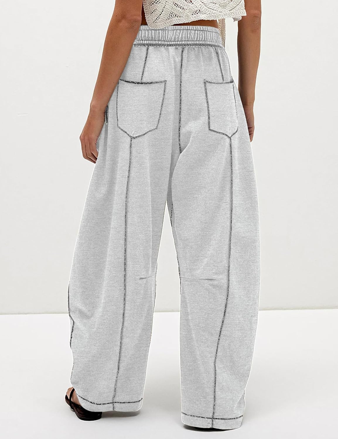 ⚡ Limited Stock – Grab Yours Now! 👇Women's Barrel Sweatpants - Baggy Wide Leg with Pockets & Drawstring