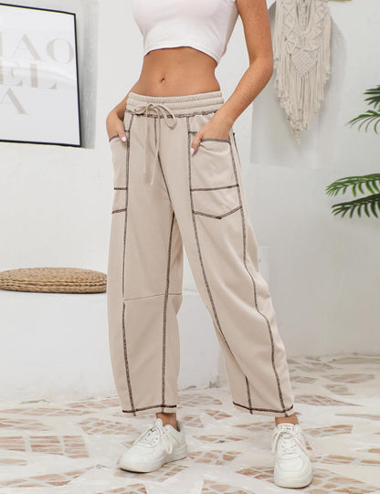 ⚡ Limited Stock – Grab Yours Now! 👇Women's Barrel Sweatpants - Baggy Wide Leg with Pockets & Drawstring