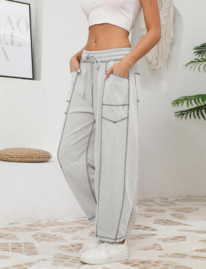 ⚡ Limited Stock – Grab Yours Now! 👇Women's Barrel Sweatpants - Baggy Wide Leg with Pockets & Drawstring