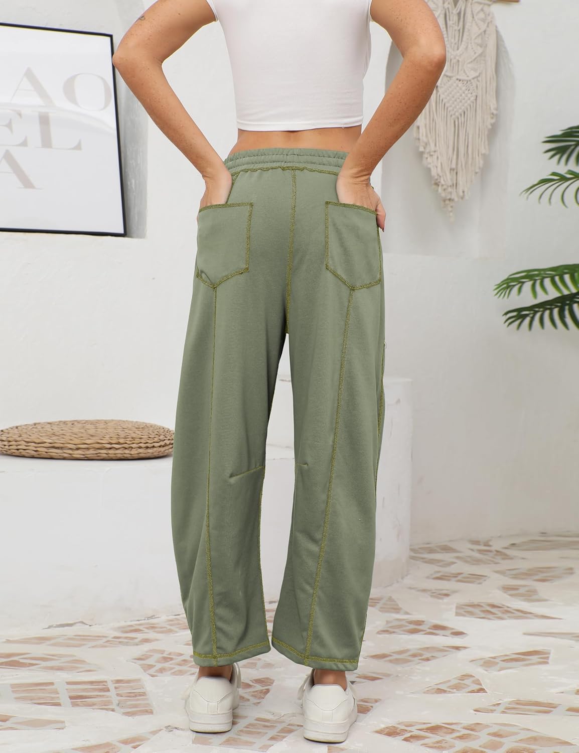 ⚡ Limited Stock – Grab Yours Now! 👇Women's Barrel Sweatpants - Baggy Wide Leg with Pockets & Drawstring