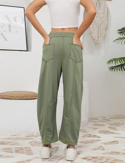 ⚡ Limited Stock – Grab Yours Now! 👇Women's Barrel Sweatpants - Baggy Wide Leg with Pockets & Drawstring
