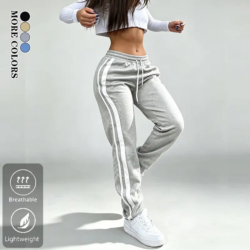 Women’s Elastic Straight-Leg Bottoms Casual Athletic Pants