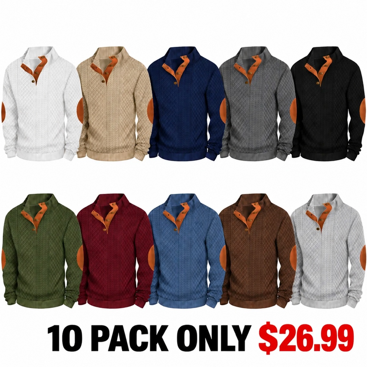 Men's Jacquard Stand Collar Henley Shirt