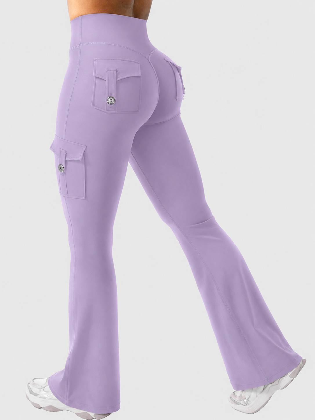 High-Waist Cargo Flare Leggings with Pockets