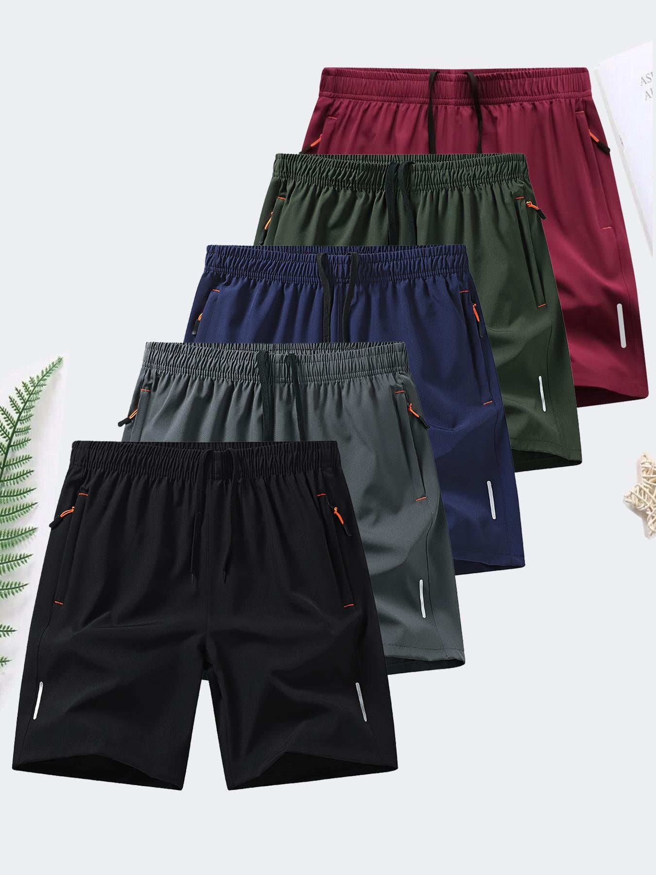 🔥Flash Sale Men's Zipper Pocket Shorts, Summer Ice Silk Beach Shorts