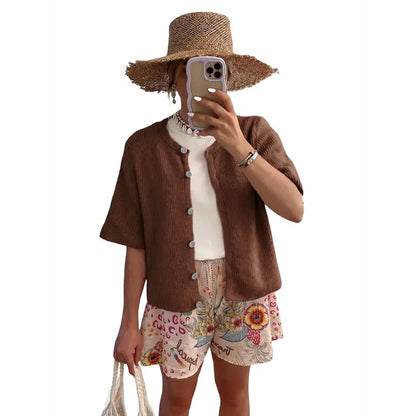 UANEO Women's Lightweight Knit Cardigan - Short Sleeve