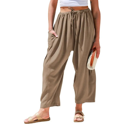 Womens Linen Wide Leg Pants