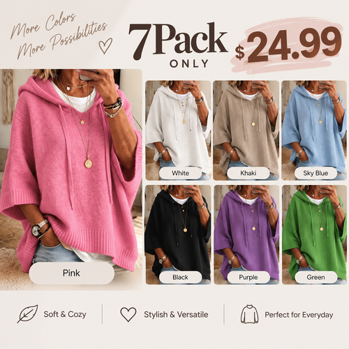 🏆 Bestseller – now half price! Knitted hoodie with drawstring for women